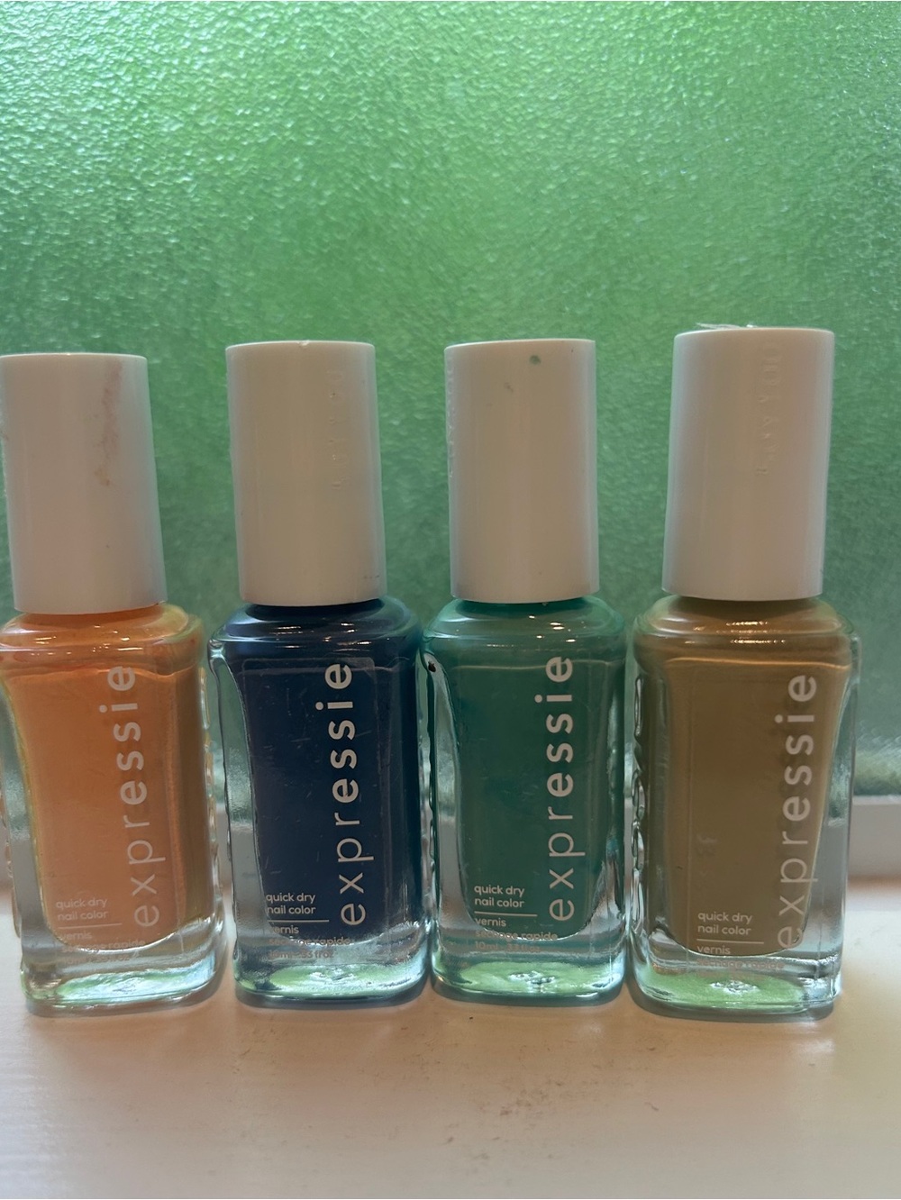 Essie Expressie Expr Quick-Dry Nail Polish - Blue, Teal, Peach, Tan (Set of 4)
